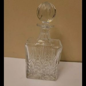 Vintage Leaded Crystal CUT Glass Rectangle Decanter, PALM Cut